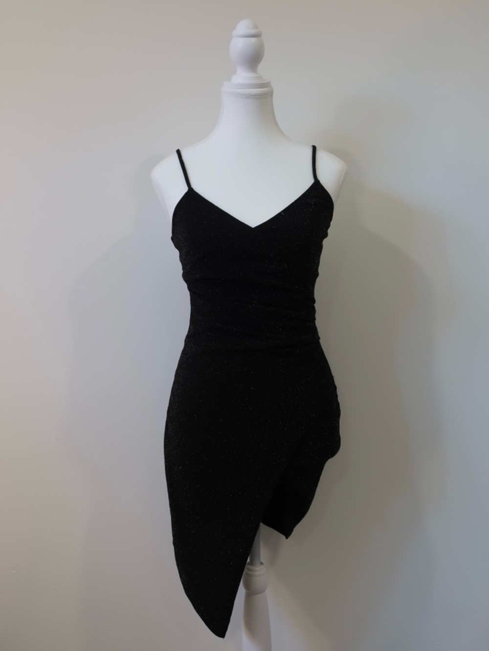 Eclipse Sparkle Black Split Hem Mini Dress - Small